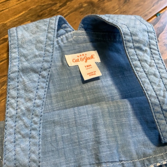 Boys 18M Cat & Jack Striped Shortall Overalls - Picture 2 of 2